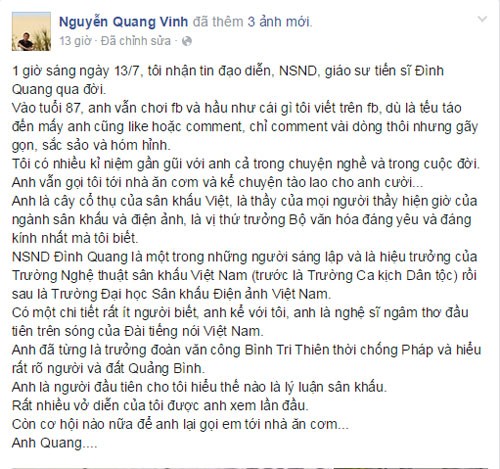 Nghe si Viet tiec thuong NSND Dinh Quang qua doi-Hinh-2